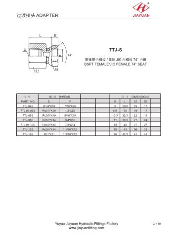 BSPT Female JIC Female Seat Connector